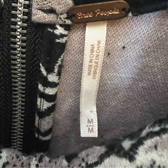 Free People Amelia Jacquard Knit Mock Neck Mini Dress, Size Med Black/Tan/White - Picture 12 of 12